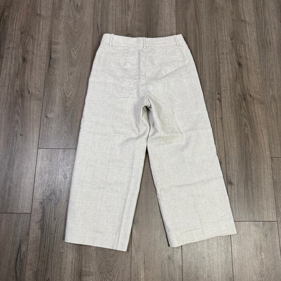 J.Crew Petite Sydney Pants Sz 6P Flax Stretch Linen Blend Wide Leg Midrise Lined - Picture 7 of 10